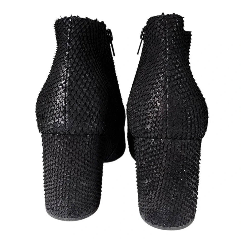 Jeffrey Campbell Ankle Boot sz 9 Women Total Scales Fringe Black Leather Pointed